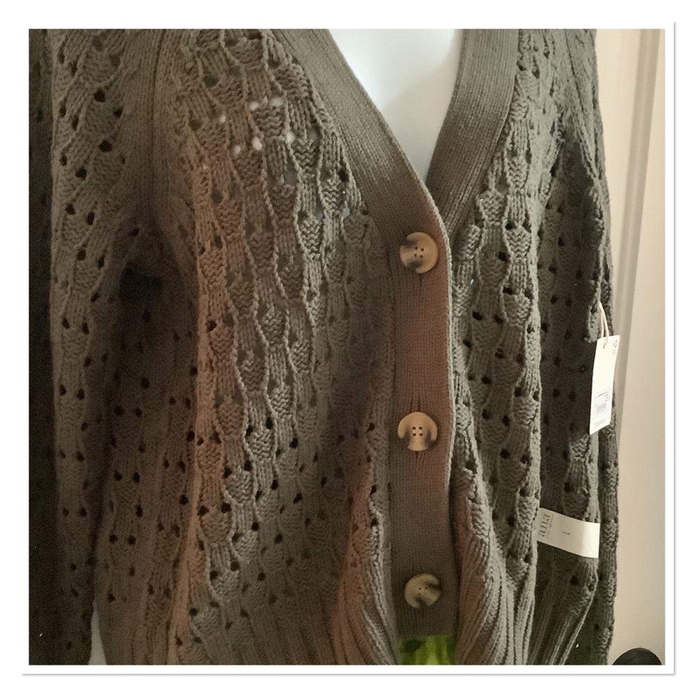 a.n.a Olive Button Front Sweater